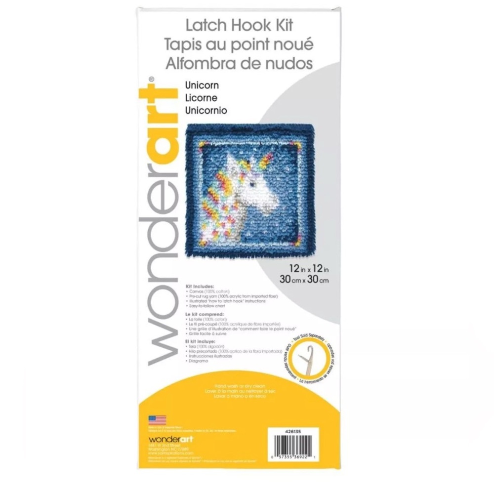 Wonder Art Blue Butterfly Latch Hook Kit 12" x 12" NEW Sealed
